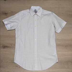 Robert Graham white/Blue Short Sleeve Button Down Shirt Sz XS